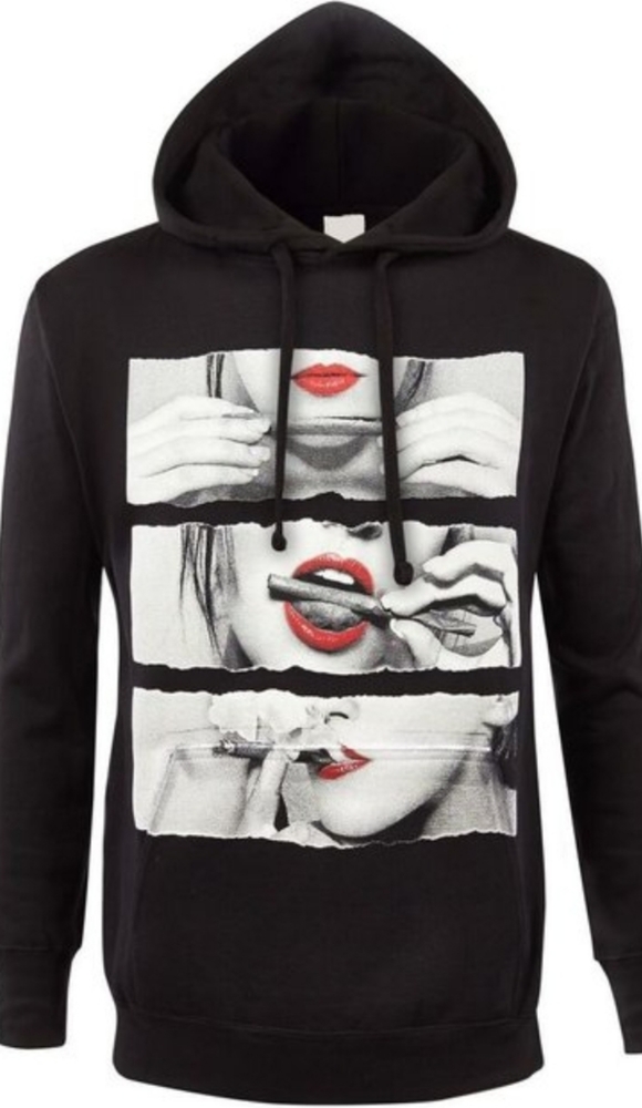 Black Graphic Pull Over Hoodie